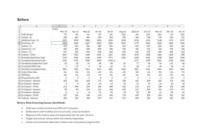 clean, organize and format your excel data for analysis
